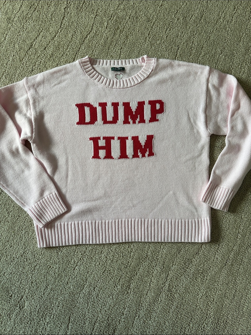 wild fable Pink Crewneck Sweater with Red 'DUMP HIM' Graphic
